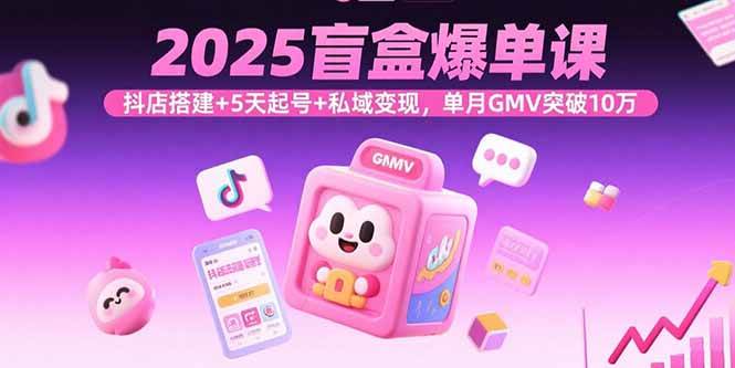 （15922期）2025盲盒爆单课，抖店搭建+5天起号+私域变现，单月GMV突破10万-人人创业优云网，国内各种创业项目下载网站