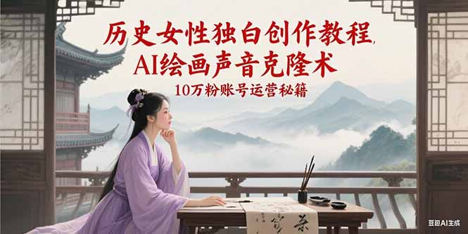 历史女性独白创作教程，AI绘画声音克隆术，10万粉账号运营秘籍-人人创业优云网，国内各种创业项目下载网站
