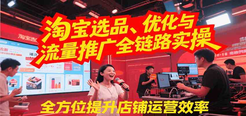 淘宝选品、优化与流量推广全链路实操，全面提升店铺运营效率-人人创业优云网，国内各种创业项目下载网站