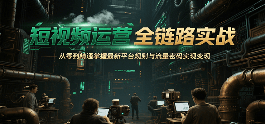 短视频运营全链路实战，从零到精通掌握最新平台规则与流量密码实现变现-人人创业优云网，国内各种创业项目下载网站