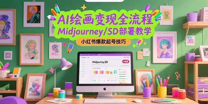 （15324期）AI绘画变现全流程，Midjourney/SD部署教学，小红书爆款起号技巧-人人创业优云网，国内各种创业项目下载网站