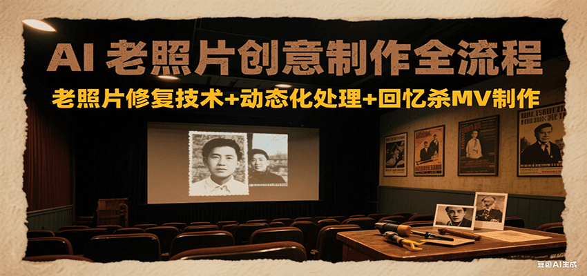 AI老照片创意制作全流程：老照片修复技术+动态化处理+回忆杀MV制作-人人创业优云网，国内各种创业项目下载网站