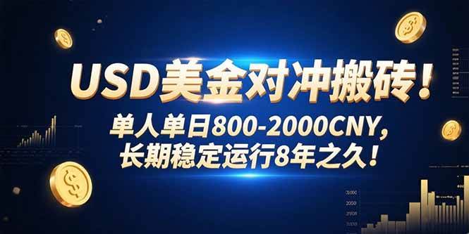 （15551期）USD美金对冲搬砖!单人单日800-2000CNY，长期稳定运行8年之久!-人人创业优云网，国内各种创业项目下载网站