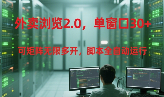 外卖浏览2.0，单窗口30+可矩阵无限多开，脚本全自动运行【揭秘】-人人创业优云网，国内各种创业项目下载网站