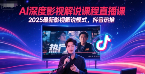 AI深度影视解说课程直播课，2025最新影视解说模式，抖音热推-人人创业优云网，国内各种创业项目下载网站