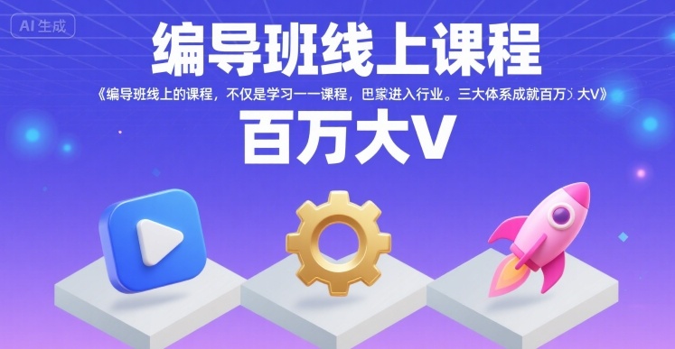 编导班线上课程，不仅是学习一门课程，更是进入一个行业，三大体系成就百万大V-人人创业优云网，国内各种创业项目下载网站