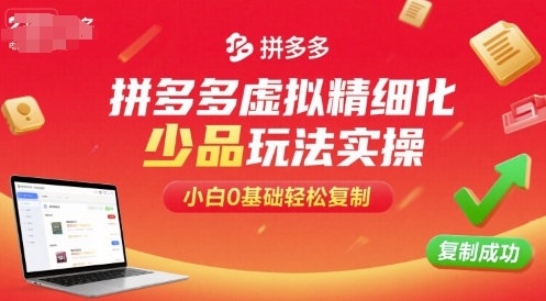 拼多多虚拟精细化少品玩法实操，小白0基础轻松复制-人人创业优云网，国内各种创业项目下载网站