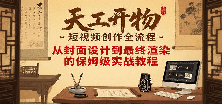 天工开物短视频创作全流程，从封面设计到最终渲染的保姆级实战教程-人人创业优云网，国内各种创业项目下载网站