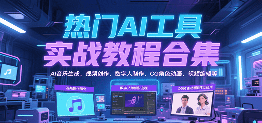 热门AI工具实战教程合集，AI音乐生成、视频创作、数字人制作、CG角色动画、视频编辑等-人人创业优云网，国内各种创业项目下载网站