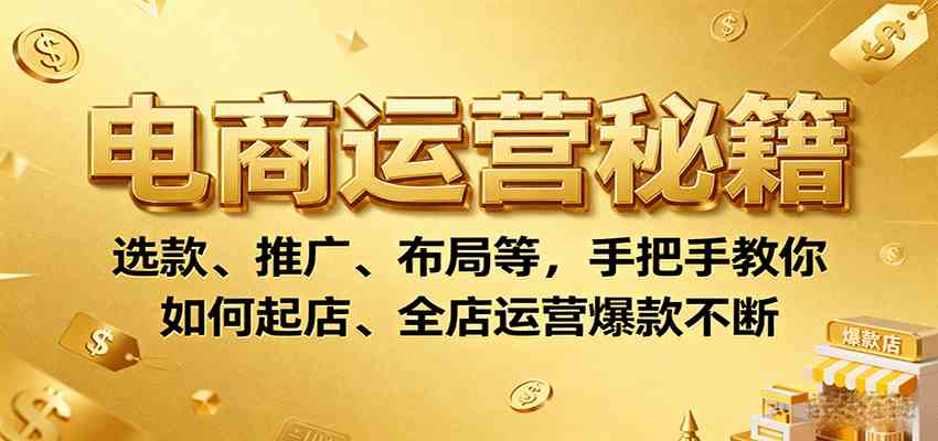 电商运营秘籍：选款、推广、布局等，手把手教你如何起店、全店运营爆款不断-人人创业优云网，国内各种创业项目下载网站