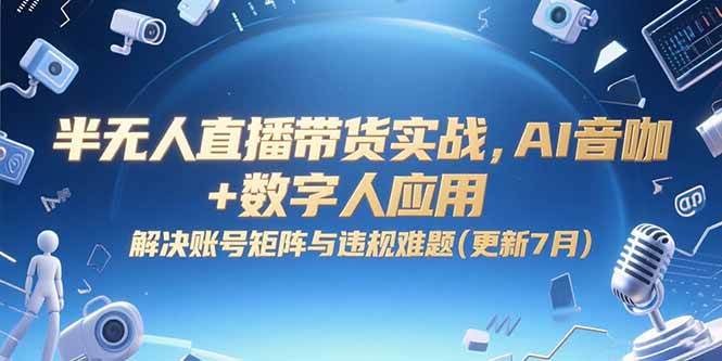 （15280期）半无人直播带货实战，AI音咖+数字人应用 解决账号矩阵与违规难题(更新7月)-人人创业优云网，国内各种创业项目下载网站