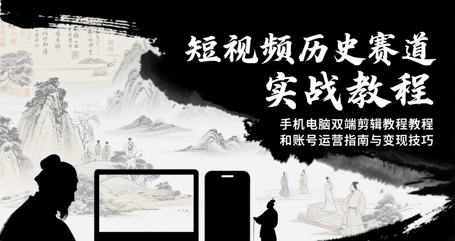 短视频历史赛道实战教程，手机电脑双端剪辑教程和账号运营指南与变现技巧-人人创业优云网，国内各种创业项目下载网站
