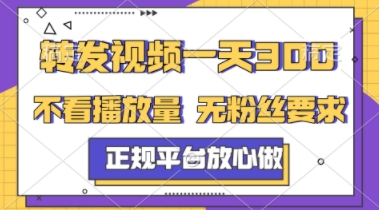 转发视频一天3张+，正规平台放心做，不看播放量，不看粉丝量，一个任务几分钟完成【揭秘】-人人创业优云网，国内各种创业项目下载网站
