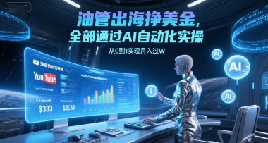 油管出海挣美金，全部通过AI自动化实操，从0到1实现月入过W-人人创业优云网，国内各种创业项目下载网站