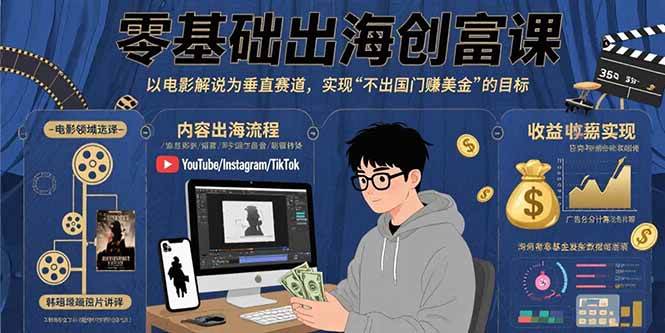 （15709期）零基础出海创富课：以电影解说为垂直赛道，实现不出国门赚美金的目标-人人创业优云网，国内各种创业项目下载网站