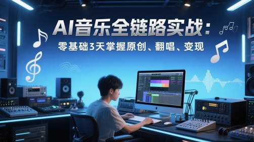 AI音乐全链路实战变现课：零基础3天掌握原创、翻唱、变现-人人创业优云网，国内各种创业项目下载网站