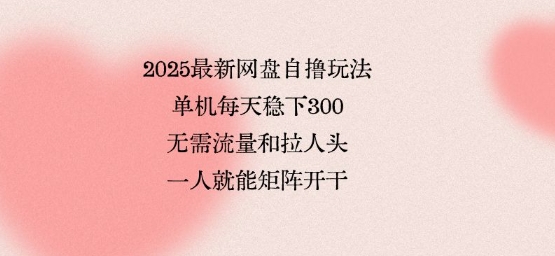 2025最新网盘自撸玩法，单机每天稳下3张，无需流量和拉人头，一个人就可轻松矩阵，全网独一份【揭秘】-人人创业优云网，国内各种创业项目下载网站