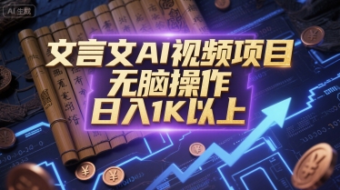 文言文AI视频项目，无脑操作，日入1K以上-人人创业优云网，国内各种创业项目下载网站