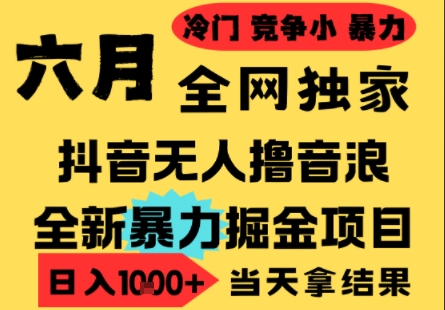 25年6月高爆抖音无人直播最新撸音浪掘金项目，小白可做，无脑日入1k+，门槛低可批量矩阵【揭秘】-人人创业优云网，国内各种创业项目下载网站