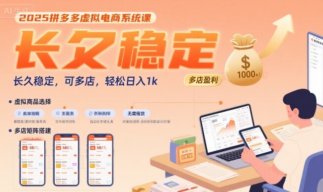 2025拼多多虚拟电商系统课，长久稳定，可多店，轻松日入1k-人人创业优云网，国内各种创业项目下载网站