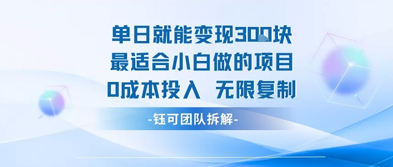 单日就能变现3张最适合小白做的项目0成本投入 无限复制-人人创业优云网，国内各种创业项目下载网站