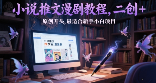 小说推文漫剧教程，二创+原创开头，最适合新手小白项目-人人创业优云网，国内各种创业项目下载网站