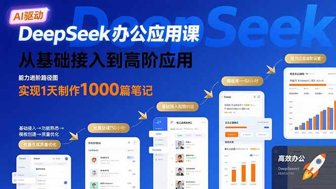 （15754期）DeepSeek办公应用课：从基础接入到高阶应用，实现1天制作1000篇笔记-人人创业优云网，国内各种创业项目下载网站