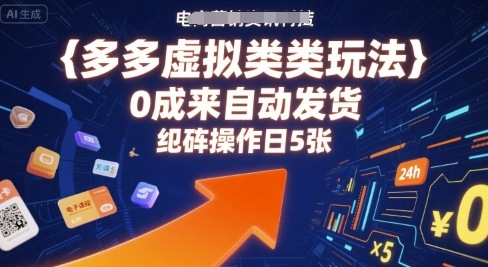 多多虚拟类目玩法，0成本全自动发货，矩阵操作日5张-人人创业优云网，国内各种创业项目下载网站