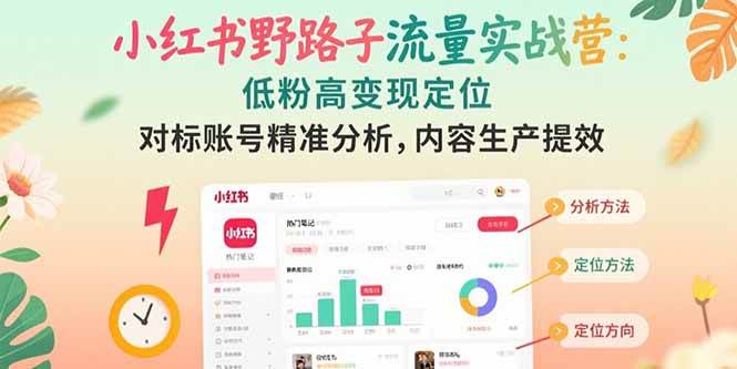 （15423期）小红书野路子流量实战营：低粉高变现定位 对标账号精准分析 内容生产提效-人人创业优云网，国内各种创业项目下载网站