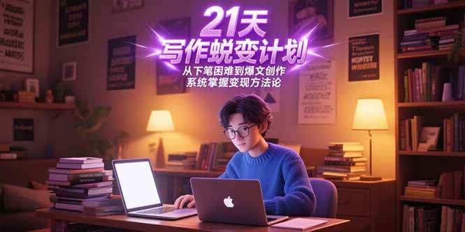 （15204期）21天写作蜕变计划，从下笔困难到爆文创作，系统掌握变现方法论-人人创业优云网，国内各种创业项目下载网站
