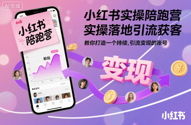 小红书实操陪跑营,实操落地引流获客,教你打造一个持续引流变现的账号-人人创业优云网,国内各种创业项目下载网站