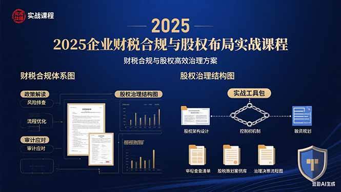（15802期）2025企业财税合规与股权布局的实战课程：财税合规与股权高效治理方案-人人创业优云网，国内各种创业项目下载网站