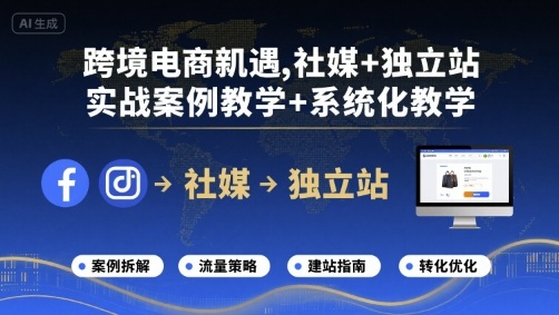 跨境电商新机遇，社媒+独立站，实战案例教学+系统化教学-人人创业优云网，国内各种创业项目下载网站