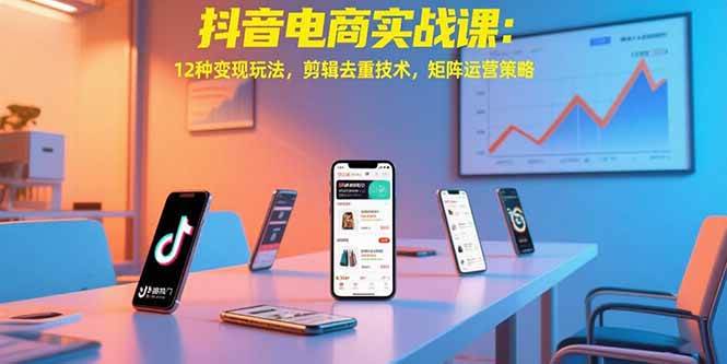 （15478期）抖音电商实战课：12种变现玩法，剪辑去重技术，矩阵运营策略-人人创业优云网，国内各种创业项目下载网站