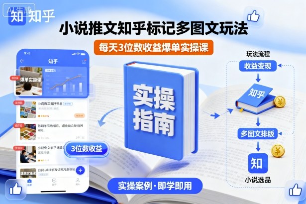 小说推文知乎标记多图文玩法，每天3位数收益爆单实操课-人人创业优云网，国内各种创业项目下载网站