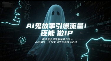 AI鬼故事引爆流量，还能做IP，视频号多渠道收益单日1k+，小白副业、工作室放大的最佳选择-人人创业优云网，国内各种创业项目下载网站