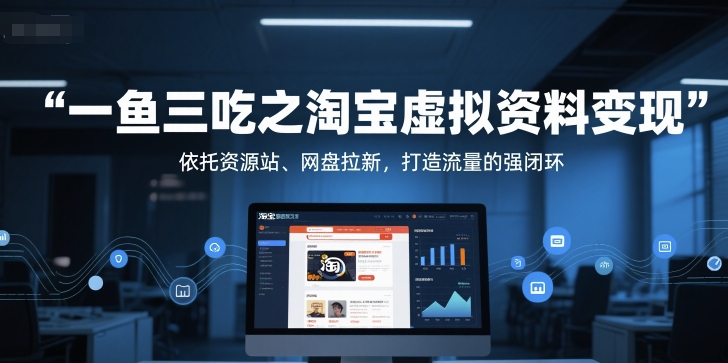 一鱼三吃之淘宝虚拟资料变现，依托资源站、网盘拉新，打造流量的强闭环-人人创业优云网，国内各种创业项目下载网站