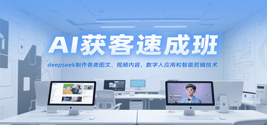 AI获客速成班，deepseek制作各类图文、视频内容，数字人应用和智能剪辑技术-人人创业优云网，国内各种创业项目下载网站