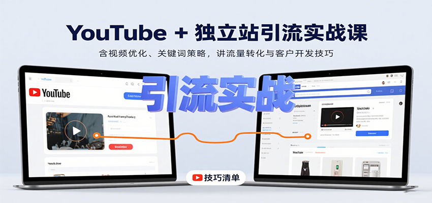 YouTube+独立站引流实战课：含视频优化、关键词策略，讲流量转化与客户开发技巧-人人创业优云网，国内各种创业项目下载网站