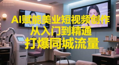 AI赋能美业短视频创作，从入门到精通，打爆同城流量，超级AI工具短视频实操落地-人人创业优云网，国内各种创业项目下载网站