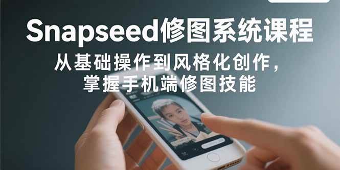 （15732期）Snapseed修图系统课程：从基础操作到风格化创作，掌握手机端修图技能-人人创业优云网，国内各种创业项目下载网站