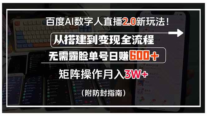 （15555期）百度AI数字人直播2.0新玩法！从搭建到变现全流程，无需露脸单号日赚600…-人人创业优云网，国内各种创业项目下载网站