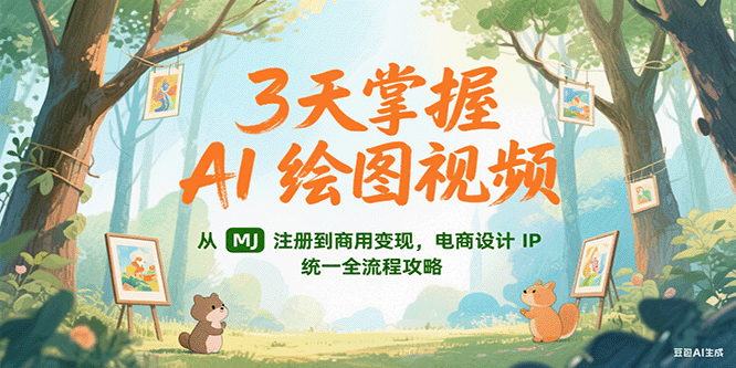 3天掌握AI绘图视频，从MJ 注册到商用变现，电商设计IP统一全流程攻略-人人创业优云网，国内各种创业项目下载网站