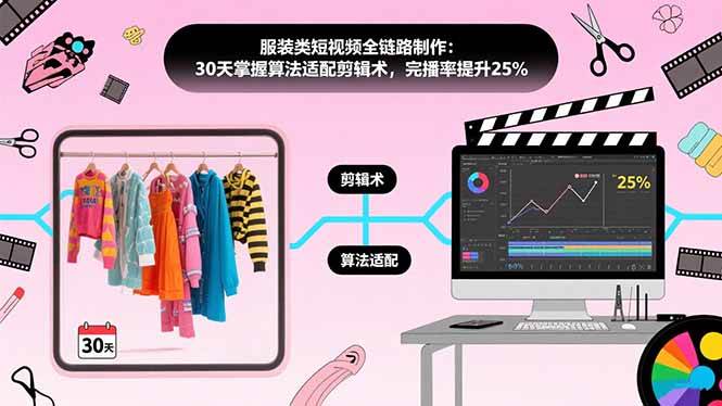（15655期）服装类短视频全链路制作：30天掌握算法适配剪辑术，完播率提升25%-人人创业优云网，国内各种创业项目下载网站