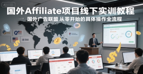 国外Affiliate项目线下实训教程，国外广告联盟从零开始的具体操作全流程-人人创业优云网，国内各种创业项目下载网站