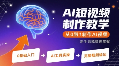 AI短视频制作教学，从0到1制作AI视频-人人创业优云网，国内各种创业项目下载网站