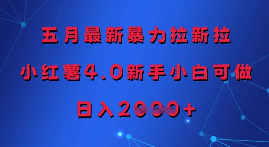 五月最新暴力拉新拉，小红薯4.0新手小白可做，日入多张-人人创业优云网，国内各种创业项目下载网站