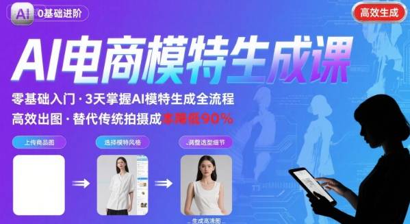 AI模特进阶课程，0基础高效生成逼真电商模特图-人人创业优云网，国内各种创业项目下载网站