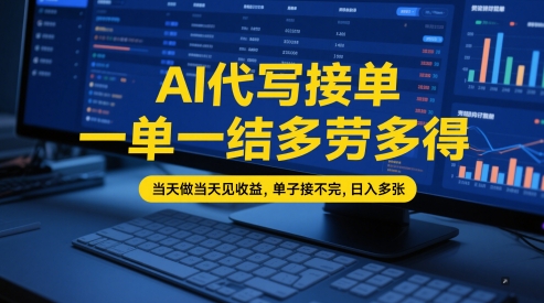 AI代写接单，一单一结多劳多得，当天做当天见收益，单子接不完，日入多张【全网最全实操课程】-人人创业优云网，国内各种创业项目下载网站