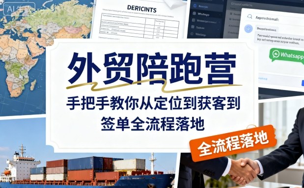 外贸陪跑营，手把手教你从定位到获客到签单全流程落地-人人创业优云网，国内各种创业项目下载网站